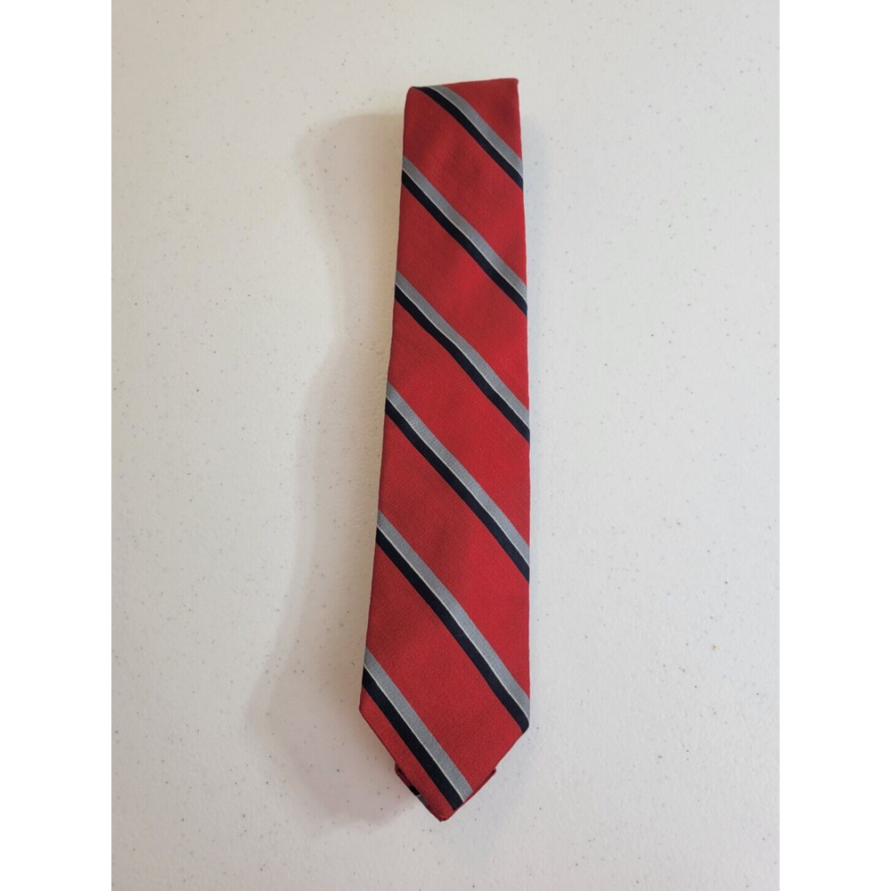 Burt Pultizer Red Black Striped Classic Career Formal Business Work Neck Tie